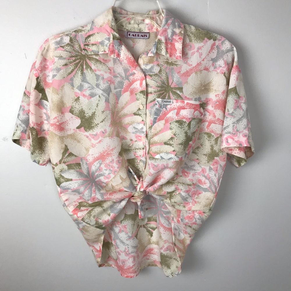 Vintage Cabrais Floral Print Top